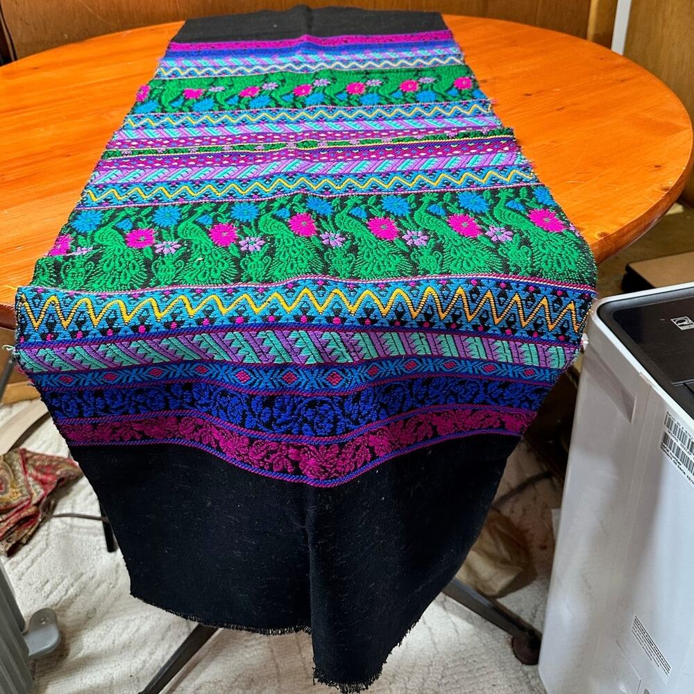 Vintage Embroidered Table Runner  - 48" x 16"